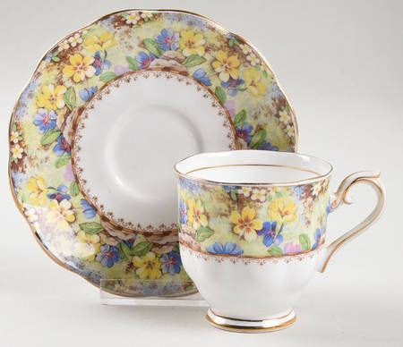 Mary's Garden Footed Demitasse Cup & Saucer Set
