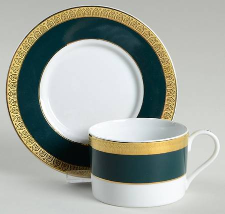 Royal Collection Emerald Green Flat Cup & Saucer Set
