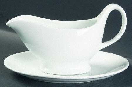 Whiteware (Round) Gravy Boat & Underplate