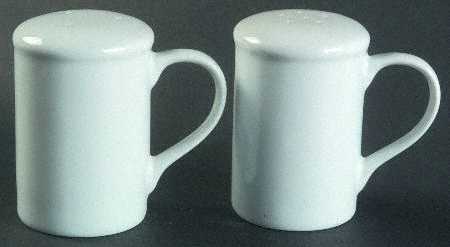 Whiteware (Round) Handled Salt & Pepper Set