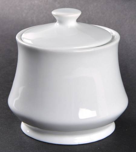 Whiteware (Round) Sugar Bowl & Lid