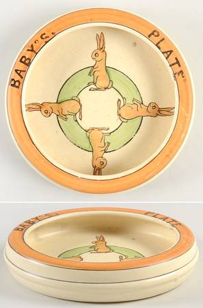 Juvenile Standing Rabbit Child's Rolled Edge Plate
