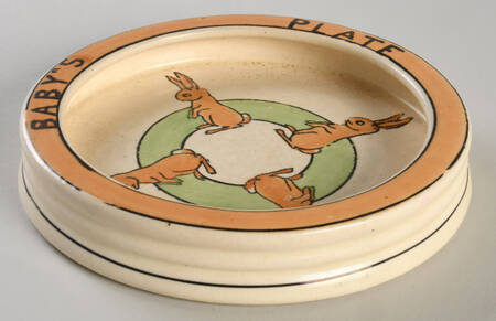 Juvenile Standing Rabbit Small Rolled Edge Child's Plate
