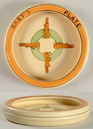 Juvenile Standing Rabbit Large Rolled Edge Child's Plate