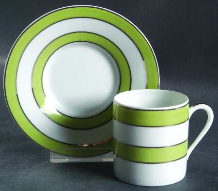 Transat Green Flat Demitasse Cup & Saucer Set