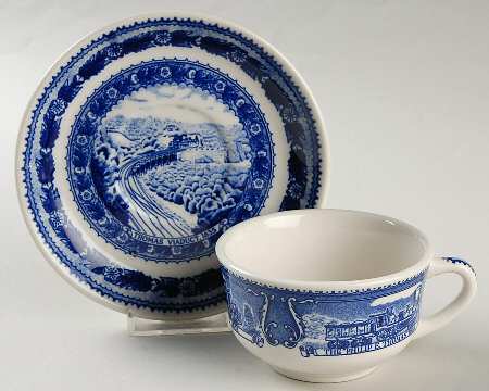 Baltimore and Ohio Railroad Blue Flat Cup & Saucer Set