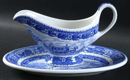 Baltimore and Ohio Railroad Blue Gravy Boat & Underplate/Relish