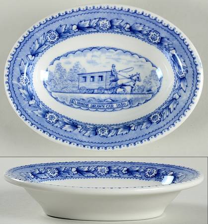 Baltimore and Ohio Railroad Blue 5" Oval Vegetable Bowl