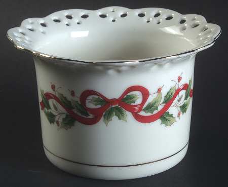 Holly Holiday 3" Pierced Pillar Candleholder