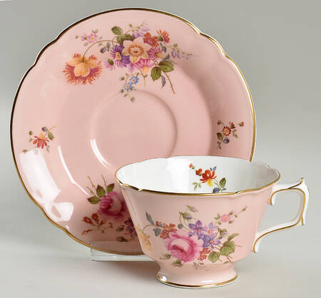 Posie Ely Chelsea (Pink Background) Footed Cup & Saucer Set