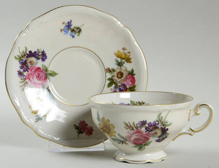 Patricia White Footed Cup & Saucer Set