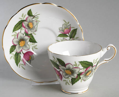 Christmas Rose Footed Cup & Saucer Set