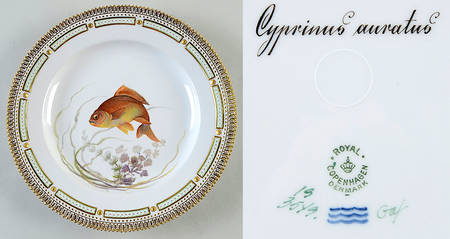 Flora Danica Fish Service Fish Dinner Plate-Cyprinus auratus