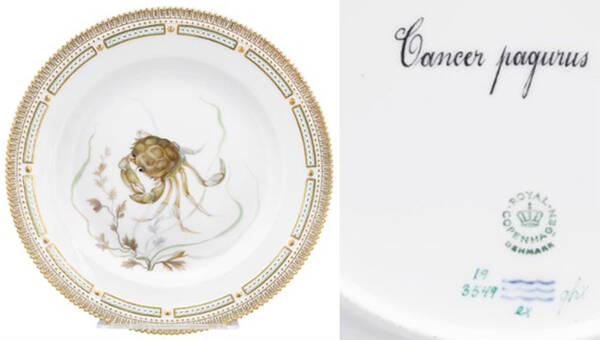 Flora Danica Fish Service Fish Dinner Plate-Cancer pagurus