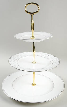Precious Platinum 13 7/8"-14 1/4" 3-Tiered Serving Tray(DP,SP,BB) HC