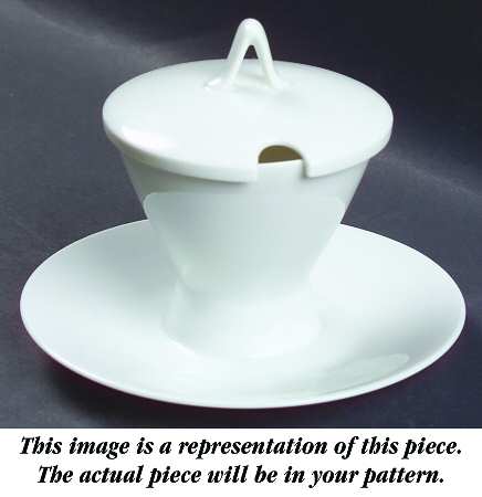 Crystalline Blue Mustard with Lid & Attached Underplate