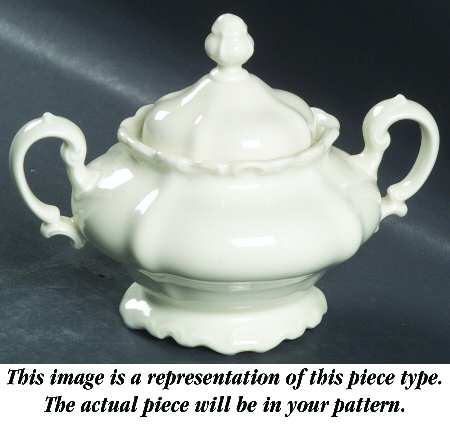 Pompadour White Sugar Bowl & Lid