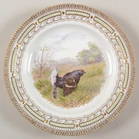 Flora Danica Game Series (Birds) Feathered Dinner Plate-Tetrao tetrix