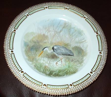Flora Danica Game Series (Birds) Bird Dinner Plate-Ardea cinevea/Grey Heron