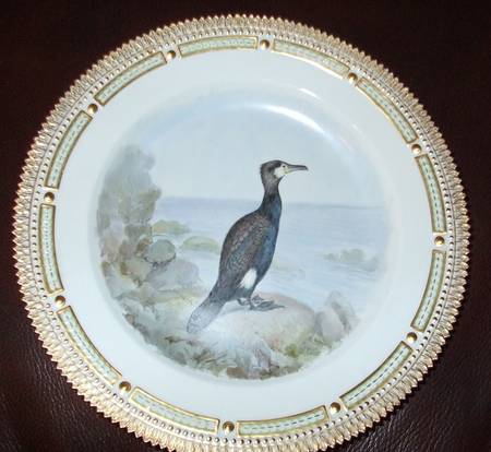 Flora Danica Game Series (Birds) Bird Dinner Plate-Phalacrocorax carbo/Cormorant
