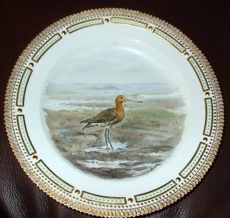 Flora Danica Game Series (Birds) Bird Dinner Plate-Limosa melanura/Godwit