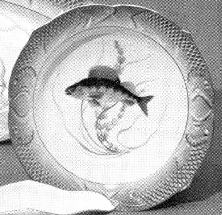 Fish Service (Blue Border) 10" Large Salad Serving Bowl