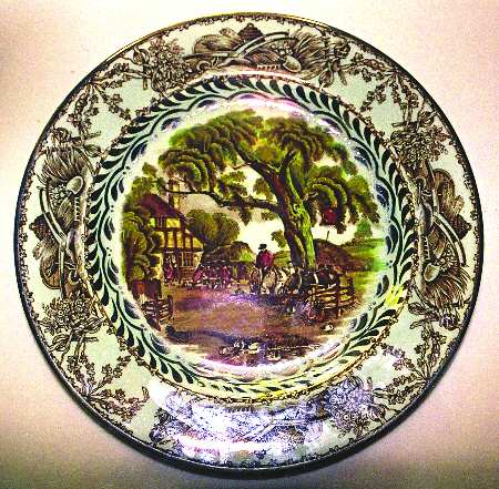Rural Scenes Brown Multicolor (Laurel Inner Band) Saucer for Oversized Cup