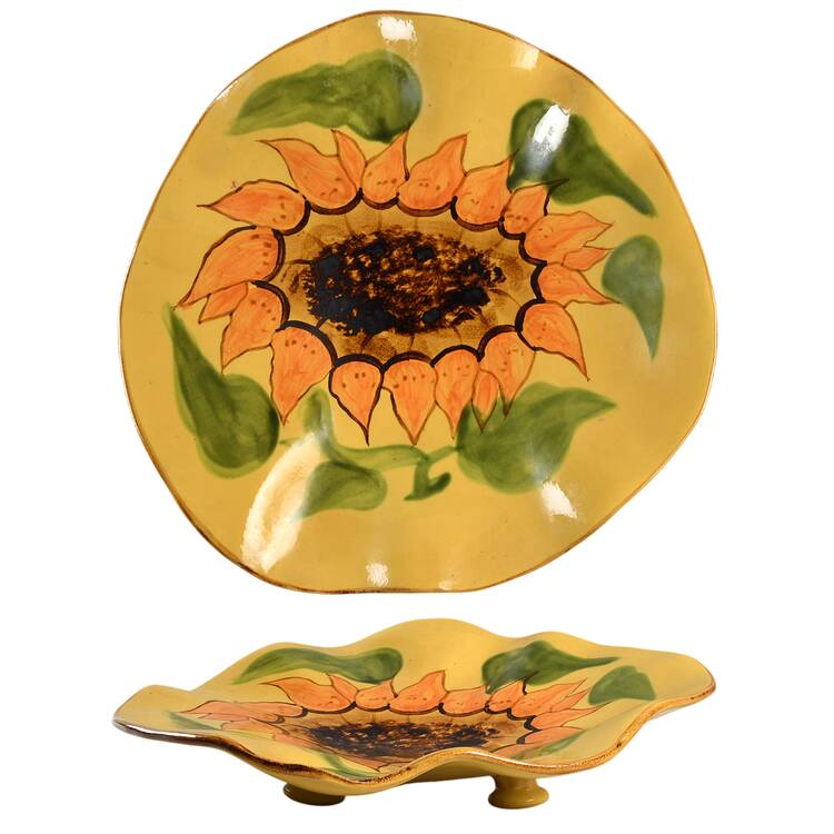 Fleurs de Soleil 15" Fotted Bowl
