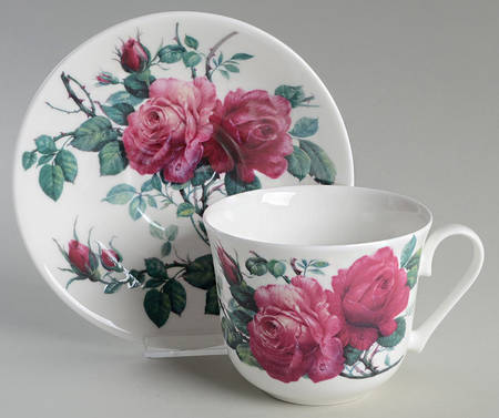 English Rose (Ribbed, No Trim) Breakfast Cup & Saucer Set by Roy Kirkham
