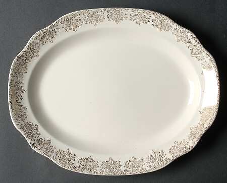 1117 (Gold Filigree) 12" Oval Serving Platter
