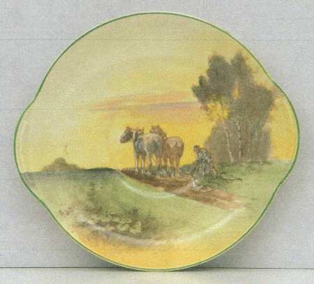 Ploughing Handled Cake Plate
