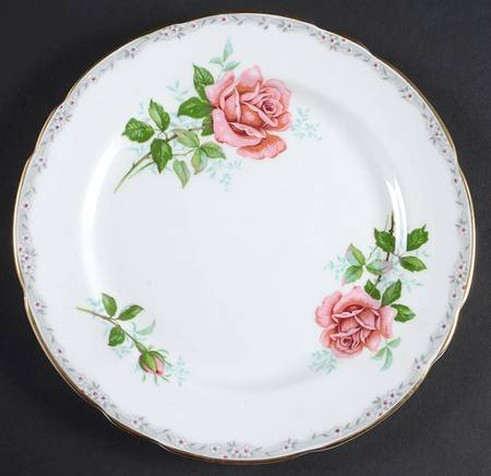 Roses To Remember (Pink, Scalloped) Salad Plate