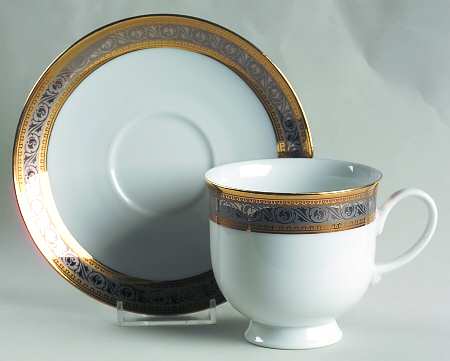 Duchess White (Aida Shape) Footed Cup & Saucer Set