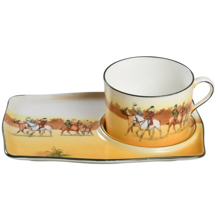 Hunting (John Peel, Earthenware) Dessert Plate & Cup Set