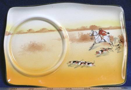 Hunting (John Peel, Earthenware) Plate for Dessert & Cup Set