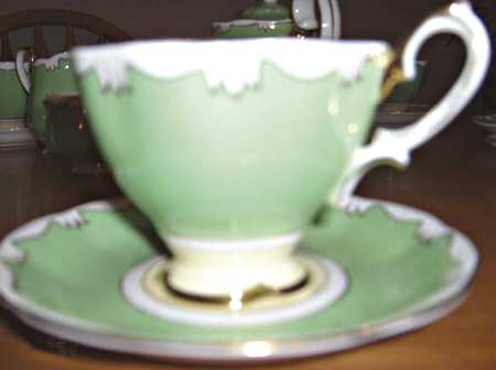 1969 Green Footed Cup & Saucer Set