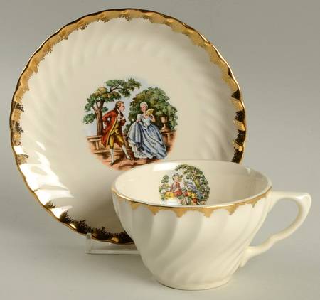 Colonial Charm Flat Cup & Saucer Set