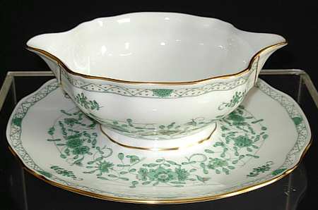 Montezuma Green Gravy Boat with Attached Underplate