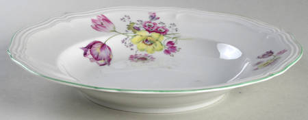 2664 (Chippendale, White, Green Trim) Large Rim Soup Bowl