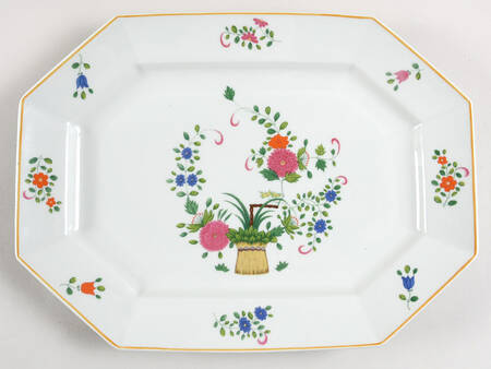 Chine Petit Panier Chinois Celadon 14" Oval Serving Platter