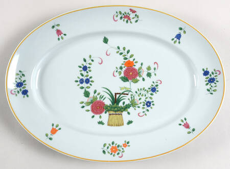 Chine Petit Panier Chinois Celadon 13" Oval Serving Platter