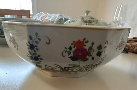 Chine Petit Panier Chinois Celadon 9" Octagonal Serving Bowl