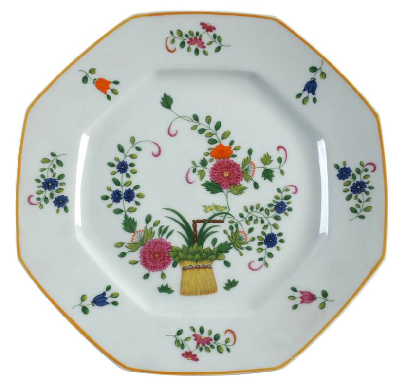 Chine Petit Panier Chinois Celadon Octagonal Luncheon Plate