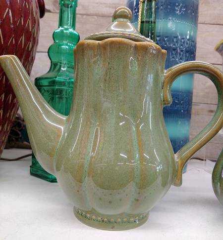 Hobnail Fall Green Coffee Pot & Lid