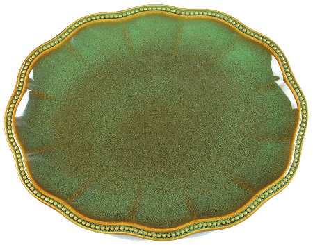 Hobnail Fall Green 16" Oval Serving Platter