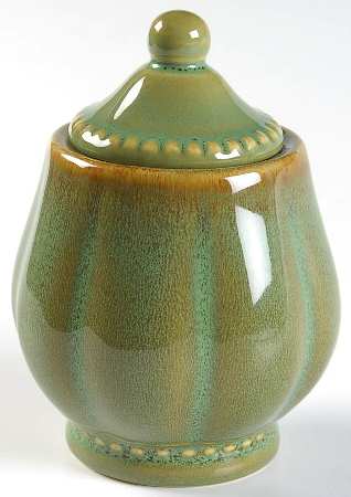 Hobnail Fall Green Sugar Bowl & Lid