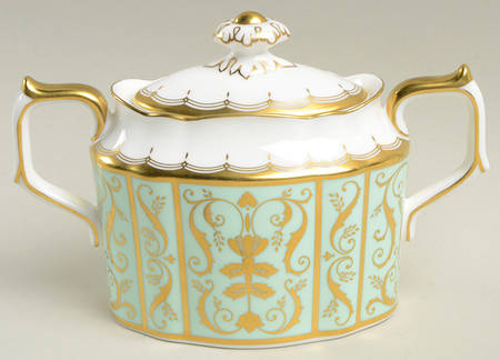 Darley Abbey Harlequin Green Sugar Bowl & Lid