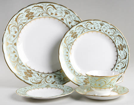 Darley Abbey Harlequin Green 5 Piece Place Setting