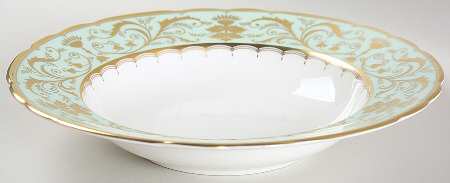 Darley Abbey Harlequin Green Rim Soup Bowl