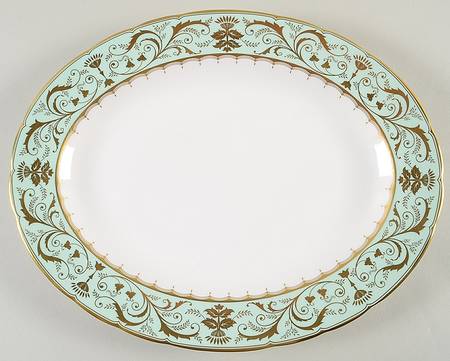 Darley Abbey Harlequin Green 13" Oval Serving Platter